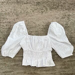 MINKPINK White Textured Puff Sleeve Blouse